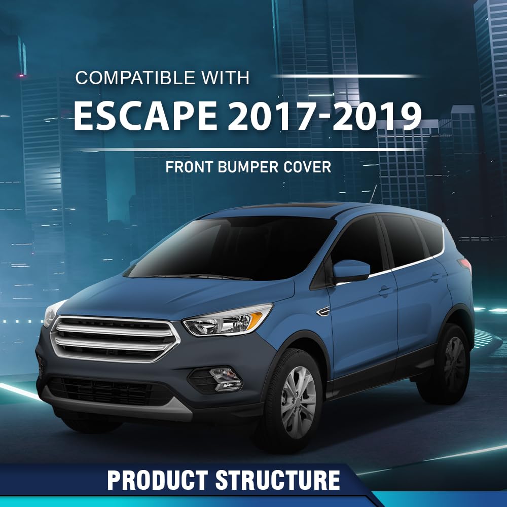 PIT66 Front Bumper Cover Primed w/Brackets Fit Ford Escape 2017-2019