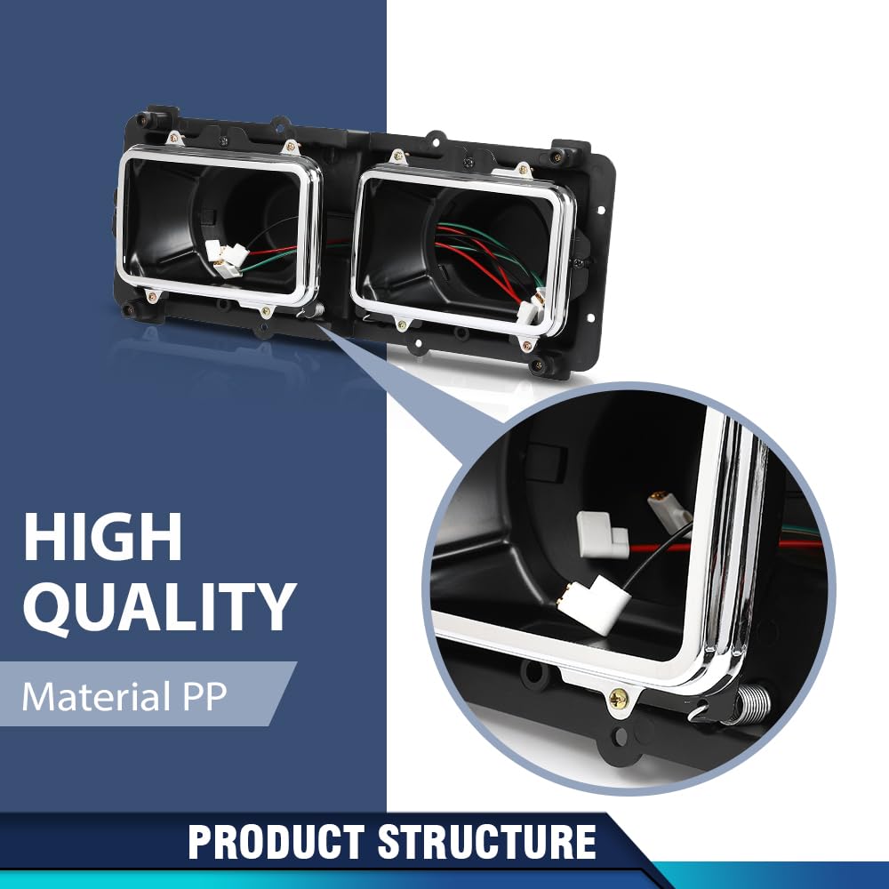 PIT66 Headlight Housing Base Pair Compatible with Freightliner FLD 112 120 Truck 1989-2003 A0615605002, A0615605003 Black
