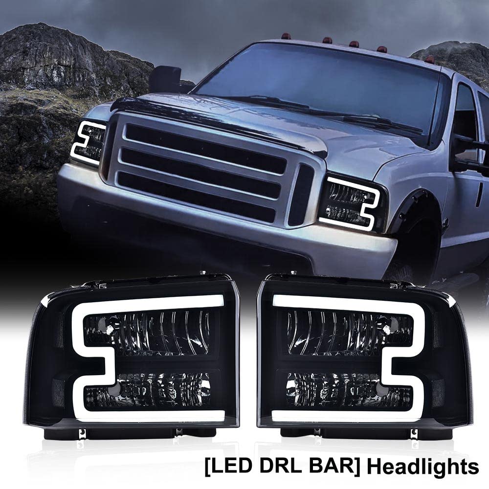PIT66 LED DRL Headlights Fit 2005-2007 Ford F250 F350 F450 F550 Super Duty