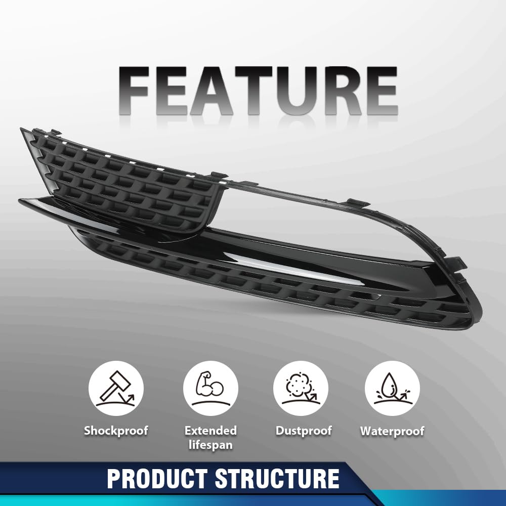 PIT66 Fog Light Grill Cover Front Bumper Lower Grill Panel Driver and Passenger Side Compatible with Audi A5 2012-2016/Fit Audi A5 Quattro 2012-2016 8T0807681H 8T0807682H 8T0-807-681H 8T0-807-682H