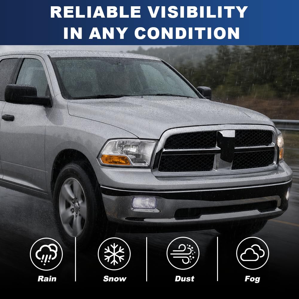PIT66 Front Bumper Fog Lights Compatible with 2009-2012 Dodge Ram 1500