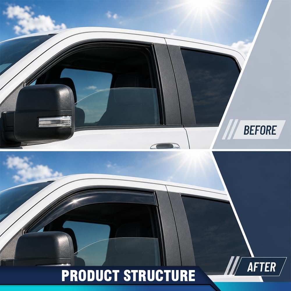 PIT66 in-Channel Window Visors Rain Guards PC Somke 4PCS