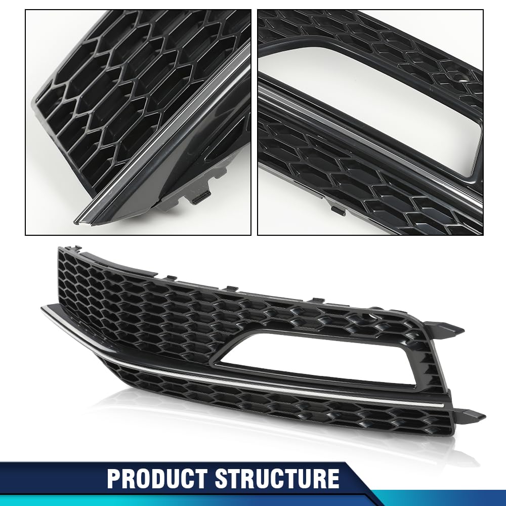 PIT66 Front Bumper Fog Light Cover Grille Left Driver Side, Chrome