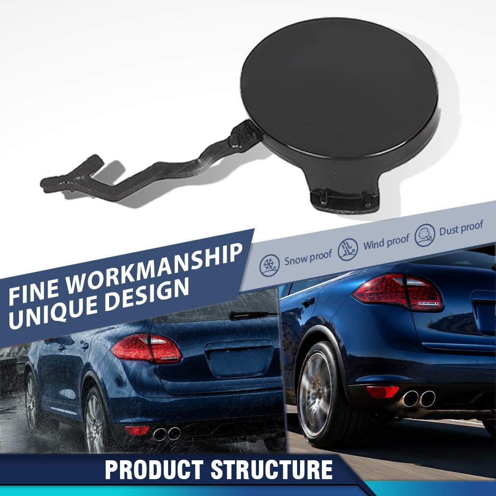 PIT66 Rear Bumper Tow Hook Cover Cap PP Black Fit Porsche Cayenne 2011-2014