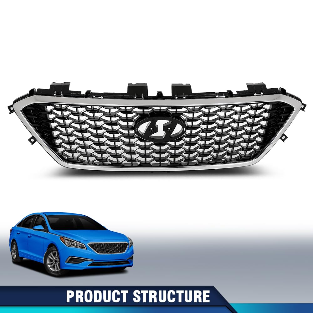 PIT66 Front Bumper Upper Grille Fit Hyun.dai Sonata 2015-2017