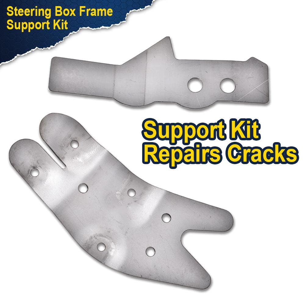 PIT66 Steering Box Frame Support Kit, Compatible with 1973-1991 Chevy GMC C/K Pickup 2 PCS Silver