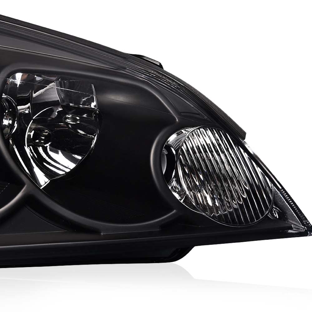 PIT66 Headlights Assembly Compatible with 2006-2013 Chevy Impala / 14-16 Impala Limited / 06-07 Chevy Monte Carlo Headlamps Accessories Clear lens Black Housing Amber Reflector Front Lights