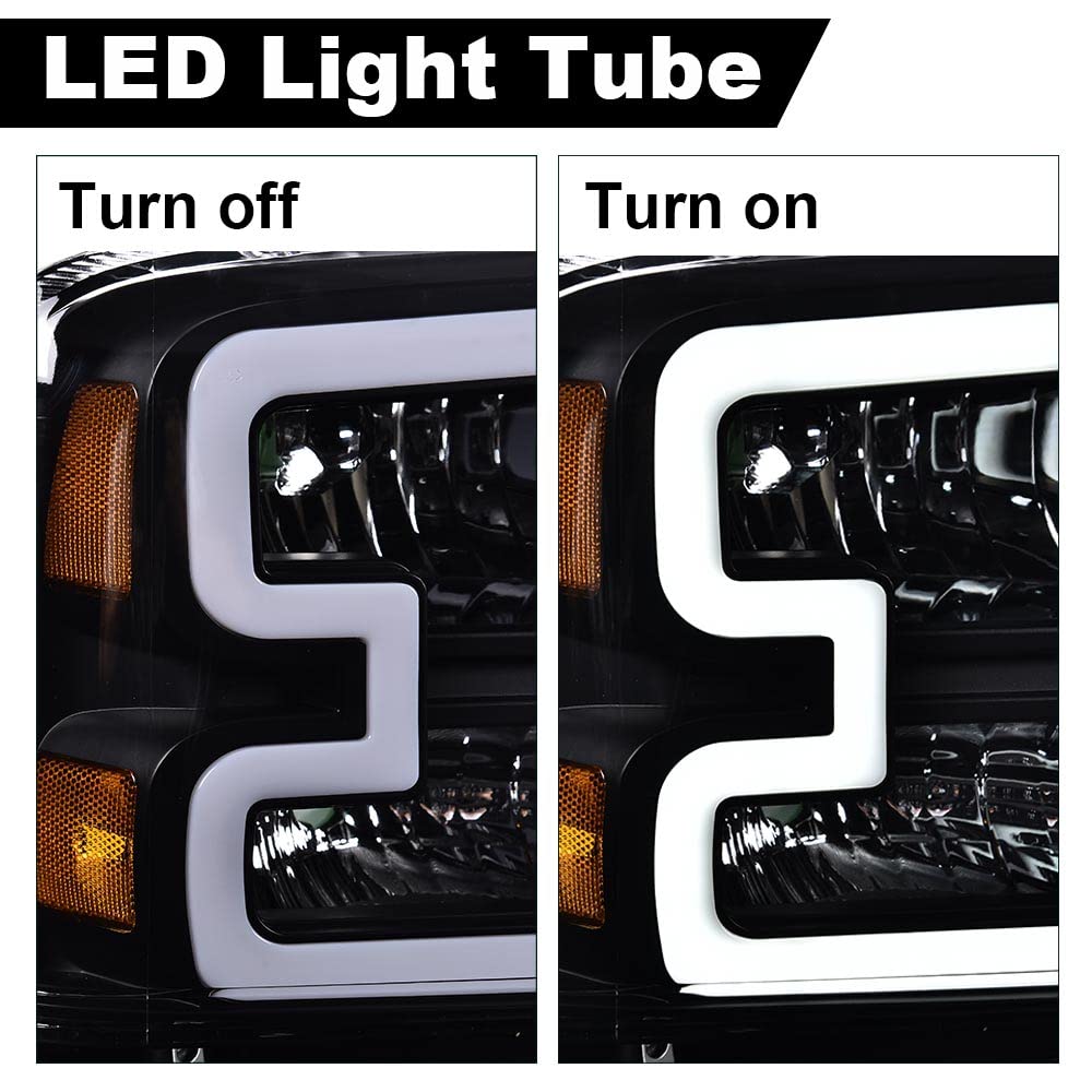 PIT66 LED Headlights Assembly Fit 2005-2007 Ford F250-F550, 05 Excursion