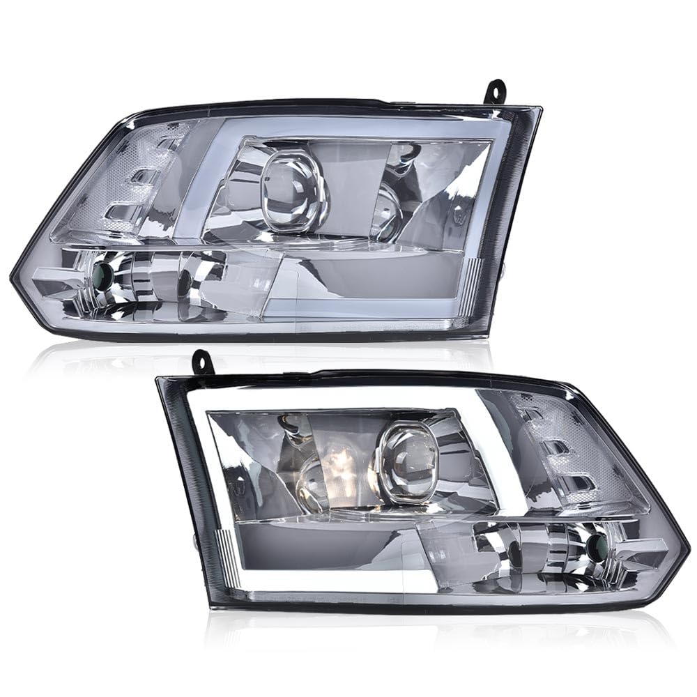 PIT66 Convex LED Projector Headlights Assembly Fit 2009-2012 Dodge Ram