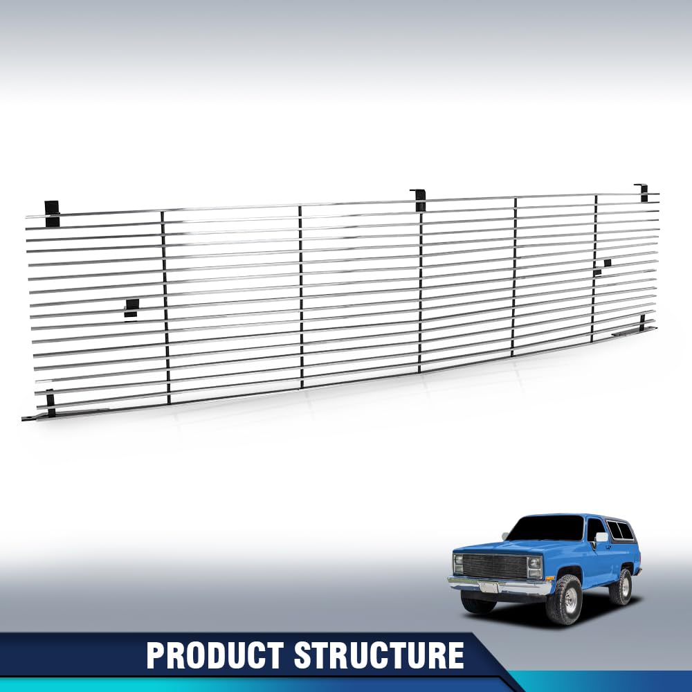 PIT66 Front Billet Grille Compatible with Chevy Blazer Suburban/GMC Jimmy Suburban 1981-1988, Fit Chevy GMC C/K Pickup 1981-1987, Only Fit for Phantom Style With Stacked Lights Models