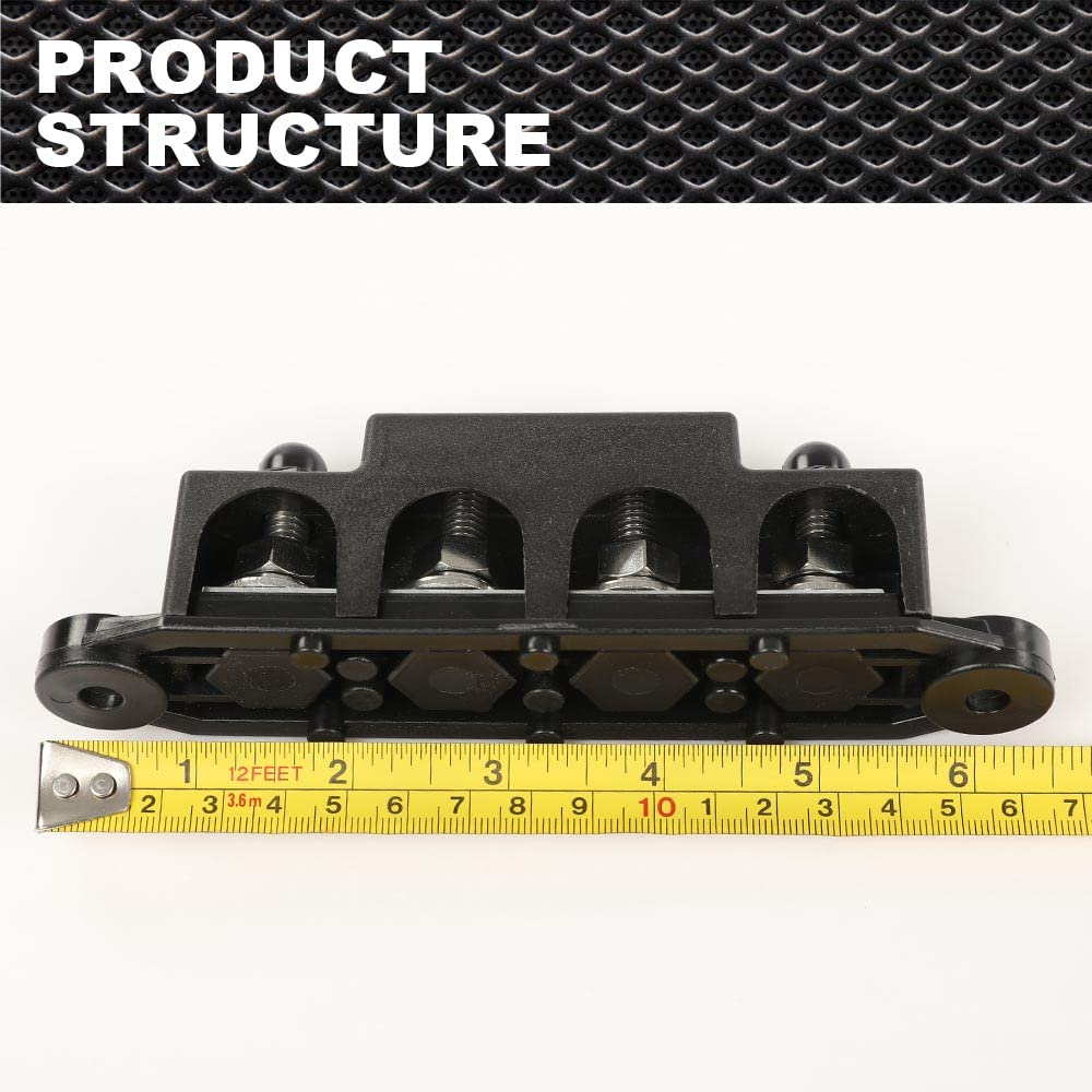 PIT66 12V 250A Power Distribution Block Bus Bar w/ 4 x 5/16"(M8) Studs,4