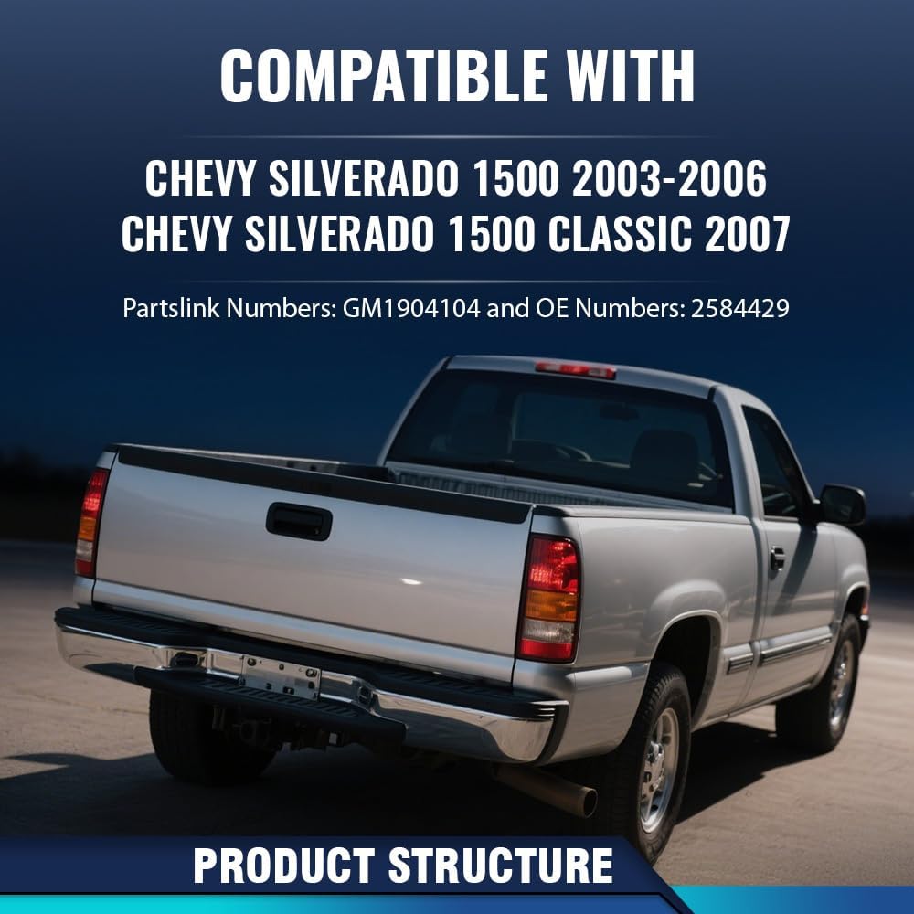 PIT66 Tailgate Cap Spoiler Fit Chevy Silverado 1500 03‑06 & Classic 2007