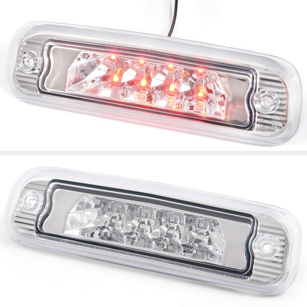 PIT66 LED Third 3rd Brake Light, Compatible with Jeep Cherokee 1997-2001 Third Brake Stop Lamp Light Clear Lens Chrome Housing