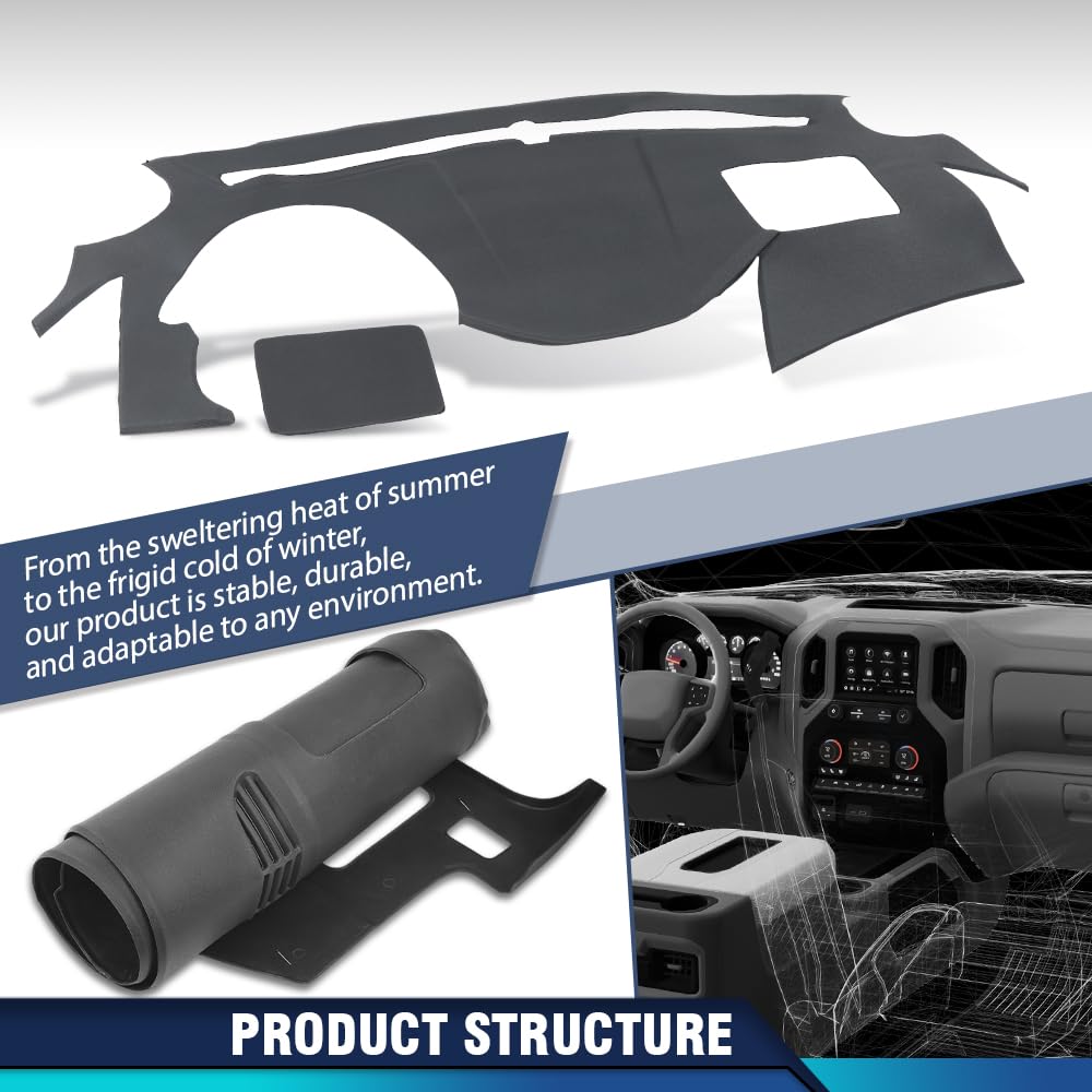PIT66 TPE Dash Cover Dashboard Bezel Fit Hyundai Sonata 2011-2014 Dark Gray