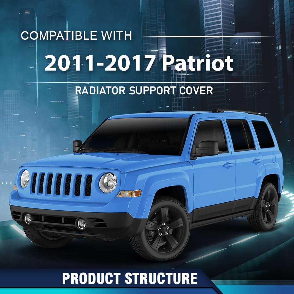 PIT66 Radiator Support Cover Upper Compatible with Jeep Patriot 2011-2017 Dark Gray
