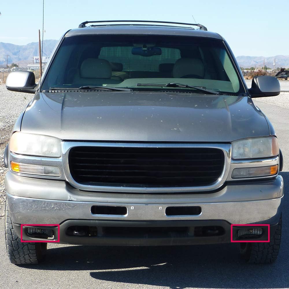 PIT66 Fog Lights, Compatible with 99-02 GMC Sierra/Fit 00-06 GMC Yukon/Yukon XL Fog Light Bumper Lamps Left/Right Clear Lens