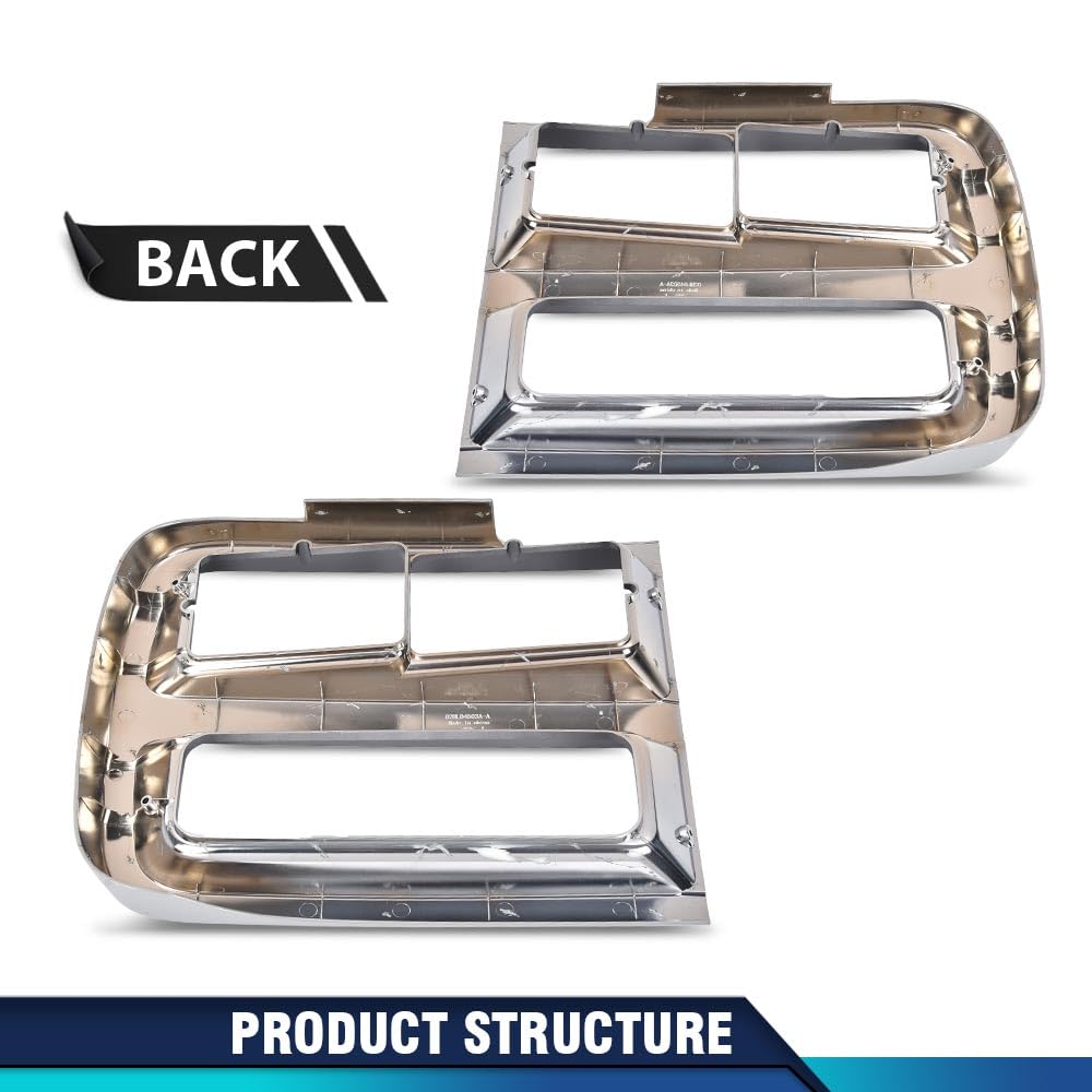 PIT66 Chrome Headlight Bezel Trim Surround Pair Compatible with Chevy G10/G20 1992-1995, G30 1992-1996, P30 Base 1992-1996 15685966 15685965 GM2513187 GM2512187