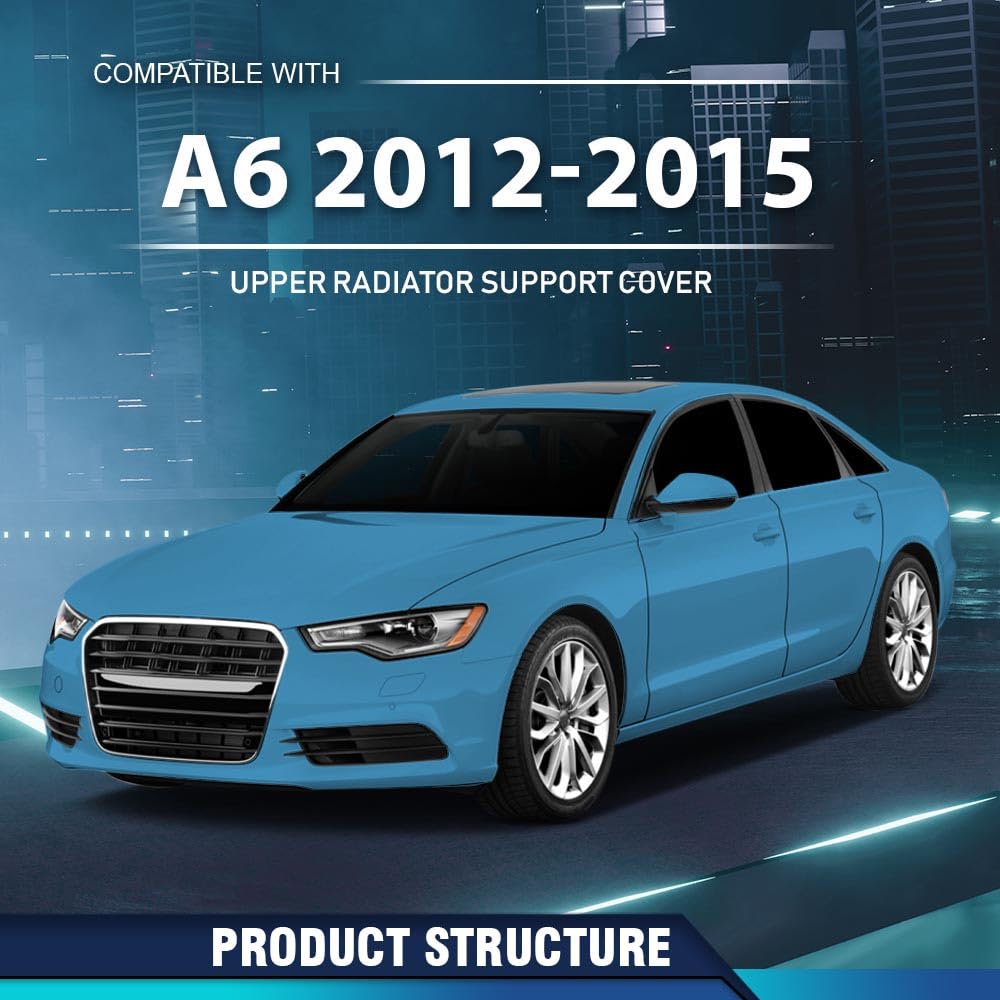 PIT66 Upper Radiator Support Cover Direct Replacement Compatible with Audi A6 2012-2015 4G0807081 Black PP