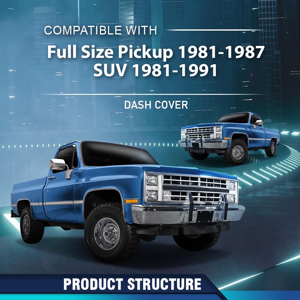 PIT66 TPE Dash Bezel Cover Fit GMC Chevy Pickup 1981-1987/SUV 1981-1991