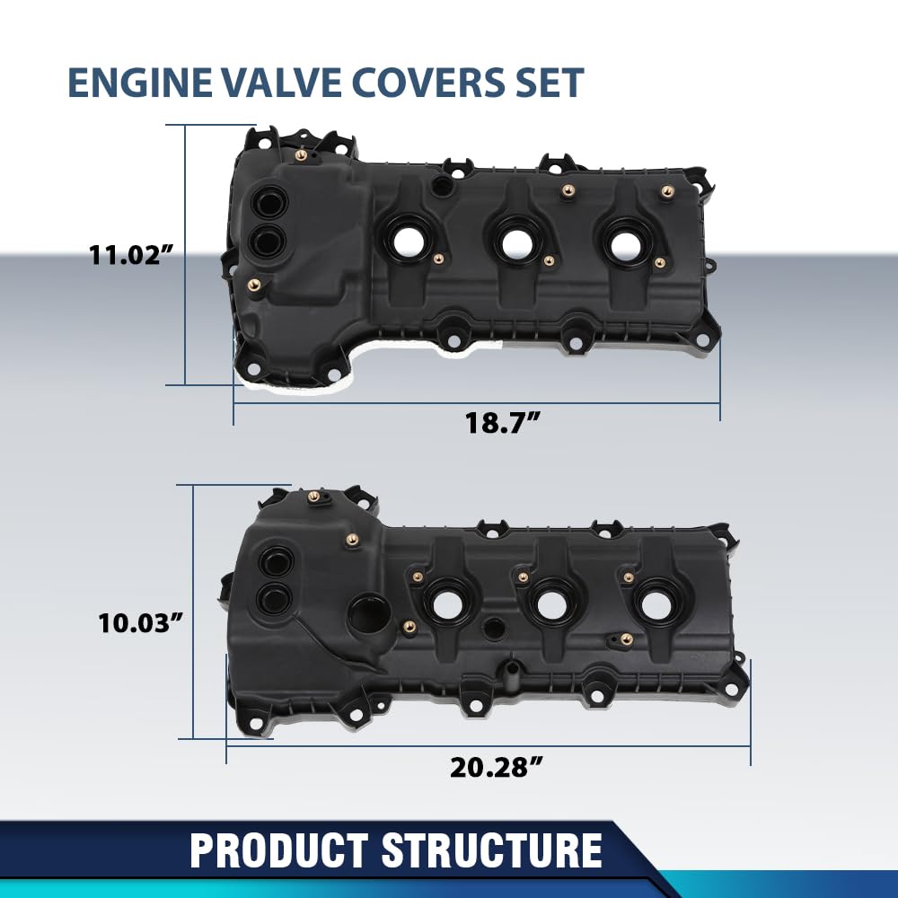 PIT66 Engine Valve Covers Set Compatible with 2011-2018 Ford Edge 3.5L 3.7L, Fit 2015-2017 Ford F150 3.5L 3.7L W/O Cam Sensor Port Hole, NON-Turbocharged