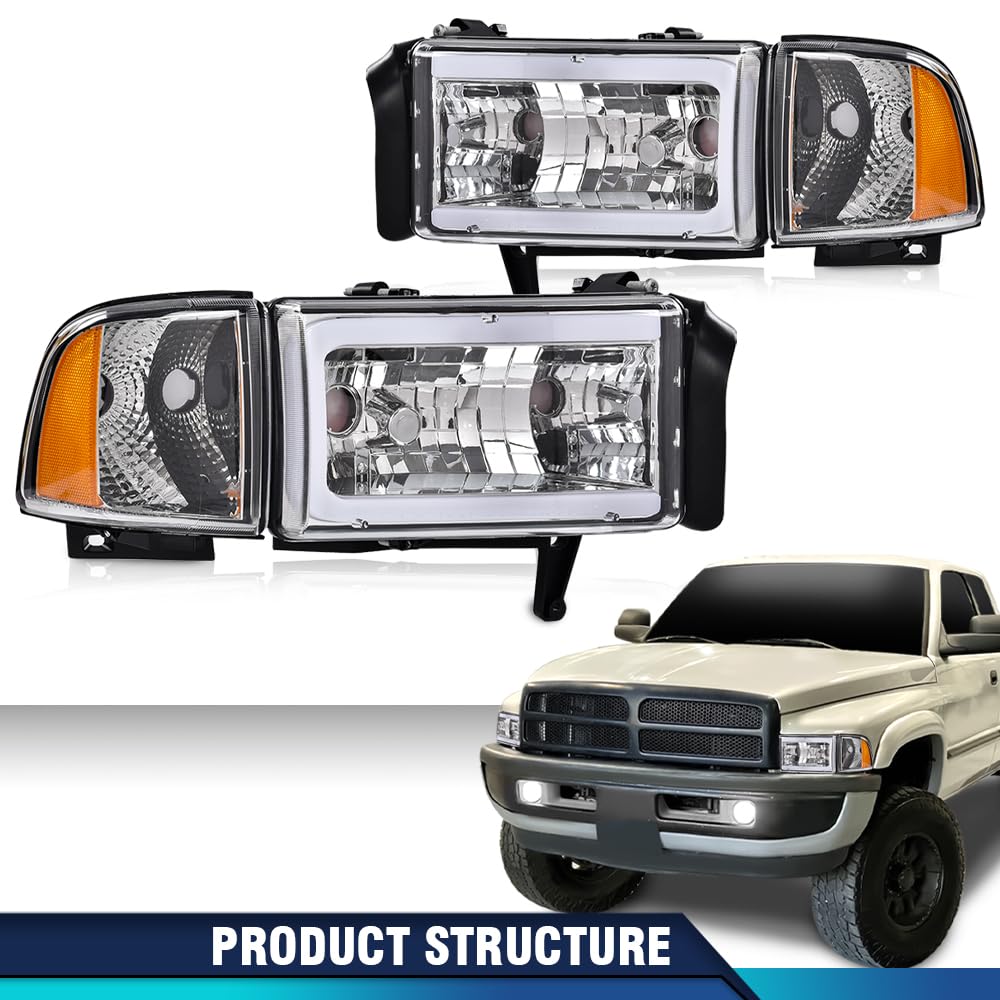 PIT66 LED DRL Headlights Fit Dodge Ram 1500 1994-2001/2500 3500 1994-2002