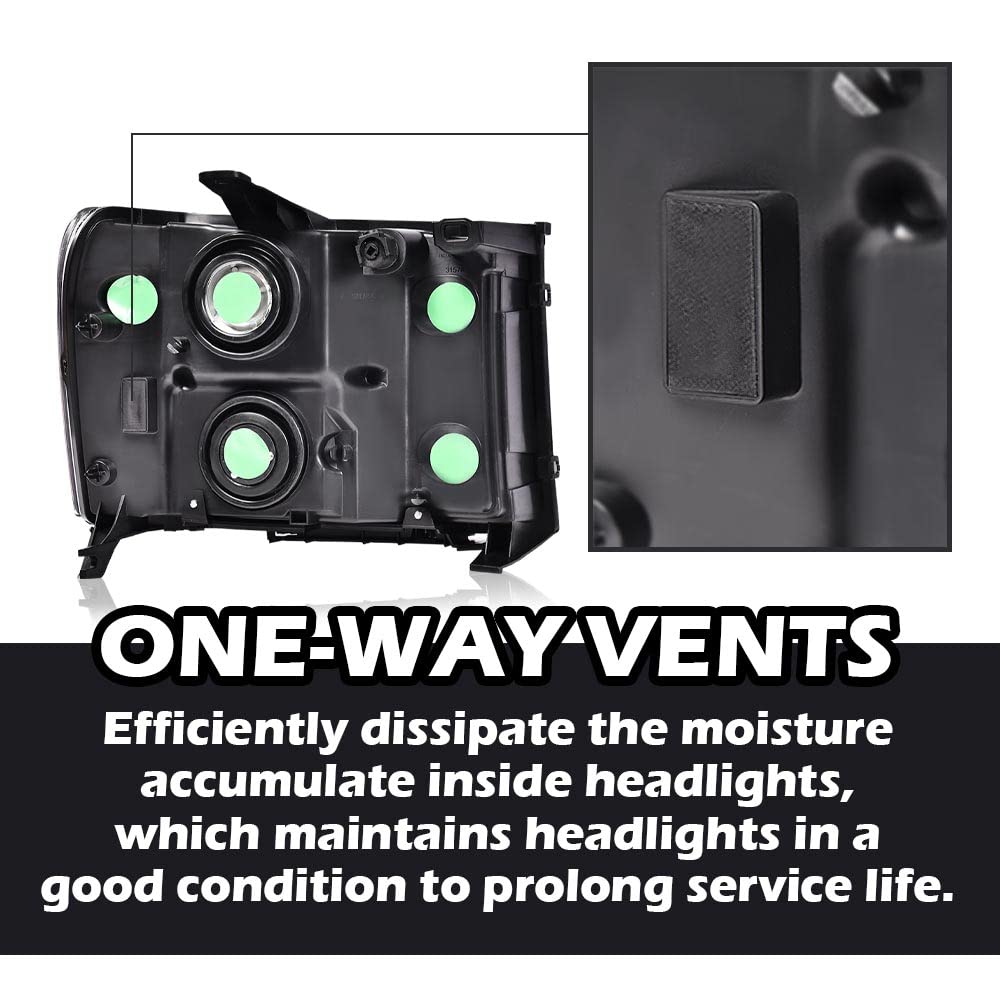 PIT66 Headlights Assembly Compatible with 2007-2013 GMC Sierra 1500, 07-14 2500HD 3500HD Driver & Passenger Side Halogen Headlamps Clear Lens Black Housing Amber Reflector faros delanteros