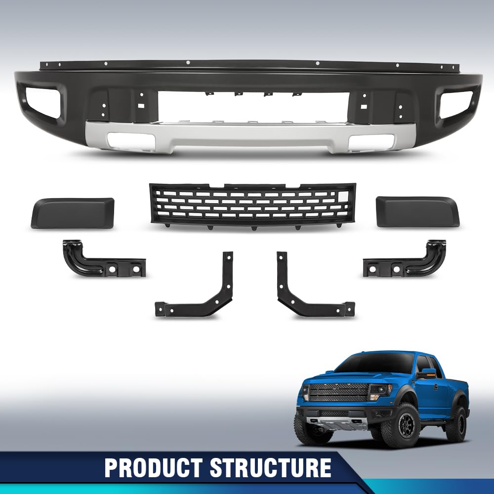 PIT66 8Pcs Front Bumper Guard Grille Kit Fit Ford F150 SVT Raptor 2010‑2014