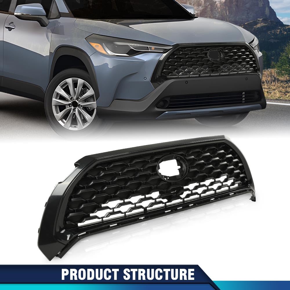 PIT66 Front Upper Hood Grille Mesh Grill Fit Toyota Corolla 2022 2023