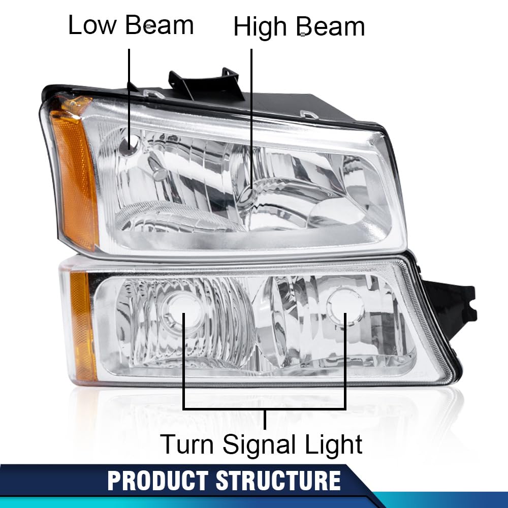 PIT66 Front Headlights + Tail Lights Assembly Fit 2003-2006 Chevy Silverado