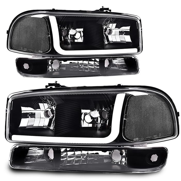 PIT66 LED DRL Headlights Assembly Fit 1999-2006 GMC Sierra 1500 2500 3500