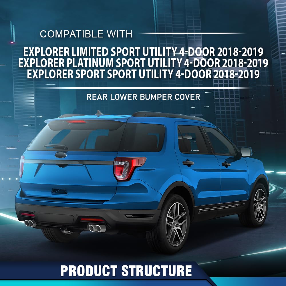 PIT66 Rear Lower Bumper Cover Primed Compatible with Ford Explorer Limited/Platinum/Sport Sport Utility 4-Door 2018-2019 FO1115139, JB5Z17K835DA Black PP