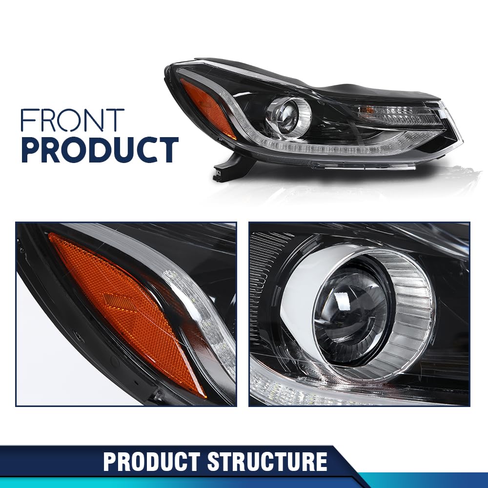 PIT66 LED DRL Headlights Assembly Headlamps Compatible with Chevy Trax 2017-2022 with Factory LED DRL Projector Headlight Models Only 42725480 42725481 GM2502450 GM2503450
