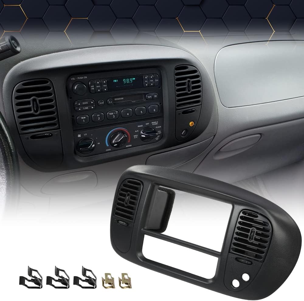 PIT66 Radio Dash Bezel&Center Dash Fit Ford F150 Expedition 1997-2003 Black