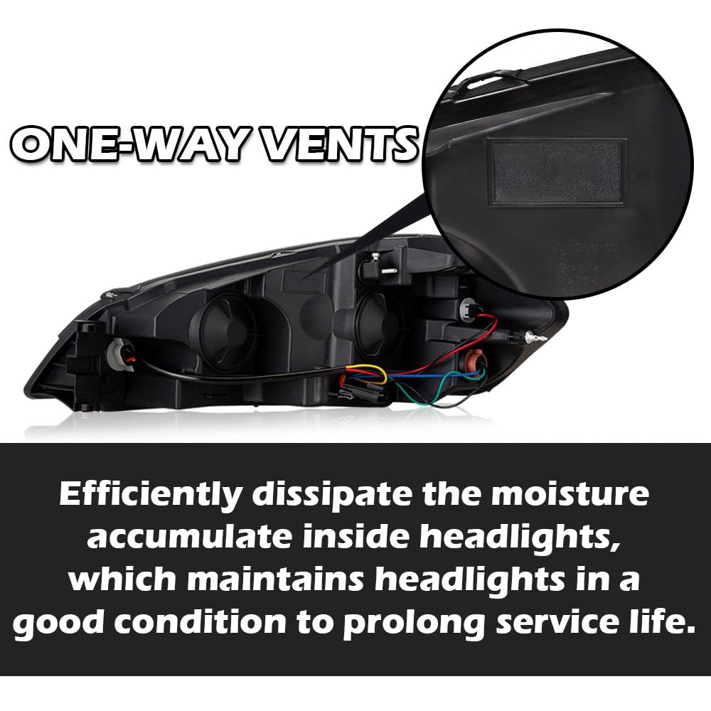 PIT66 LED DRL Headlight Assembly Compatible with 2006-2013 Chevy Impala /14-16 Impala Limited / 06-07 Monte Carlo Headlamp Clear lens Black Housing