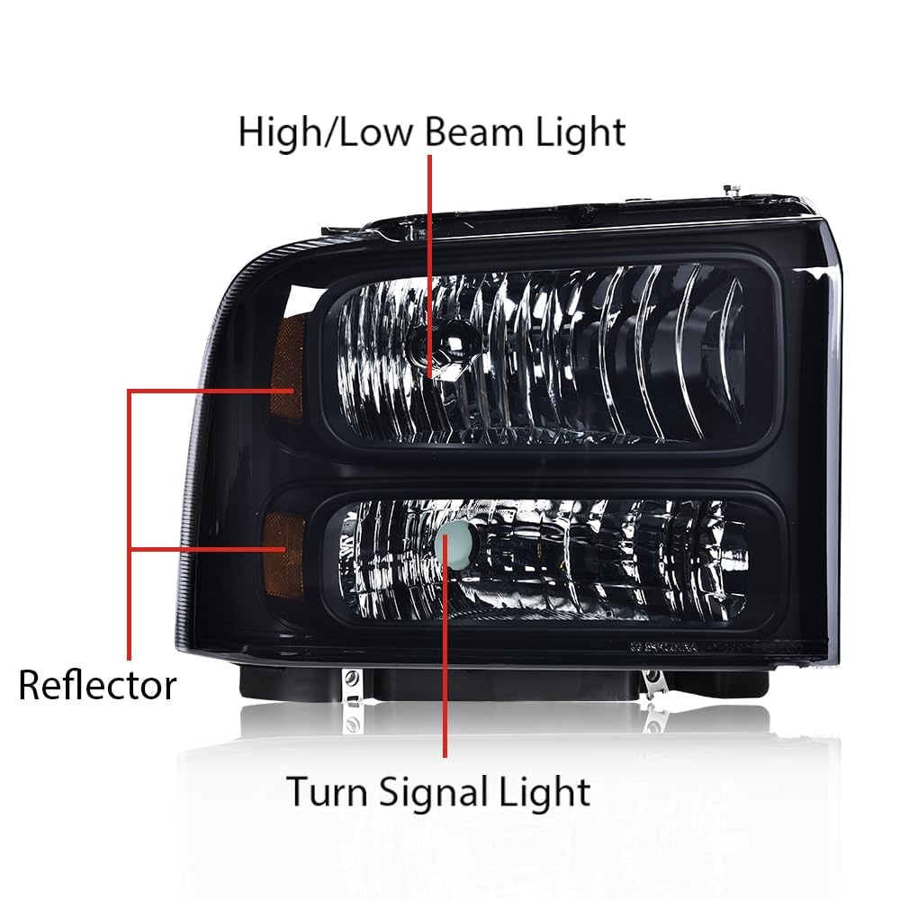 PIT66 Headlight Assembly Fit 1999-2004 Ford F250 F350 F450 F550 Super Duty