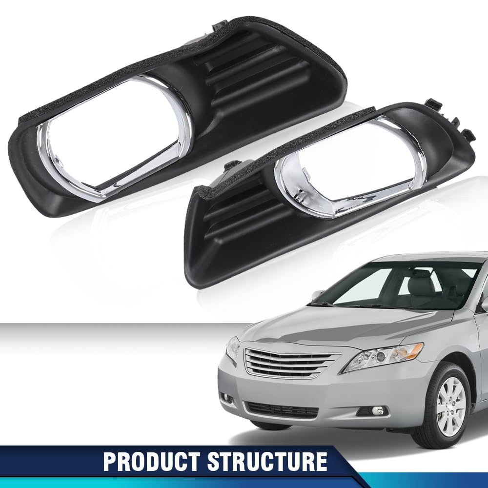 PIT66 2Pcs Black Front Bumper Fog Lights Covers Trim Compatible With Toyota Camry XLE 2007-2009 52128-06040,52127-06040