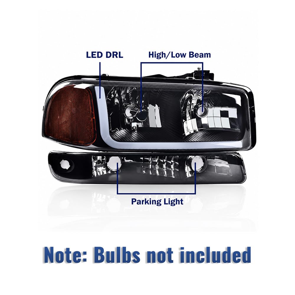 PIT66 LED Headlights Assembly Fit 1999-2006 GMC Sierra, 00-06 Yukon XL