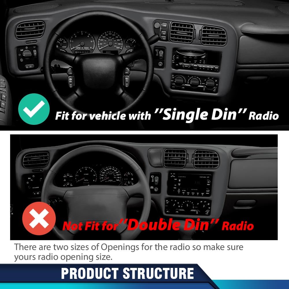 PIT66 Single DIN Dash Bezel Fit Chevy Blazer S10 GMC Jimmy S15 Sonoma 98-04
