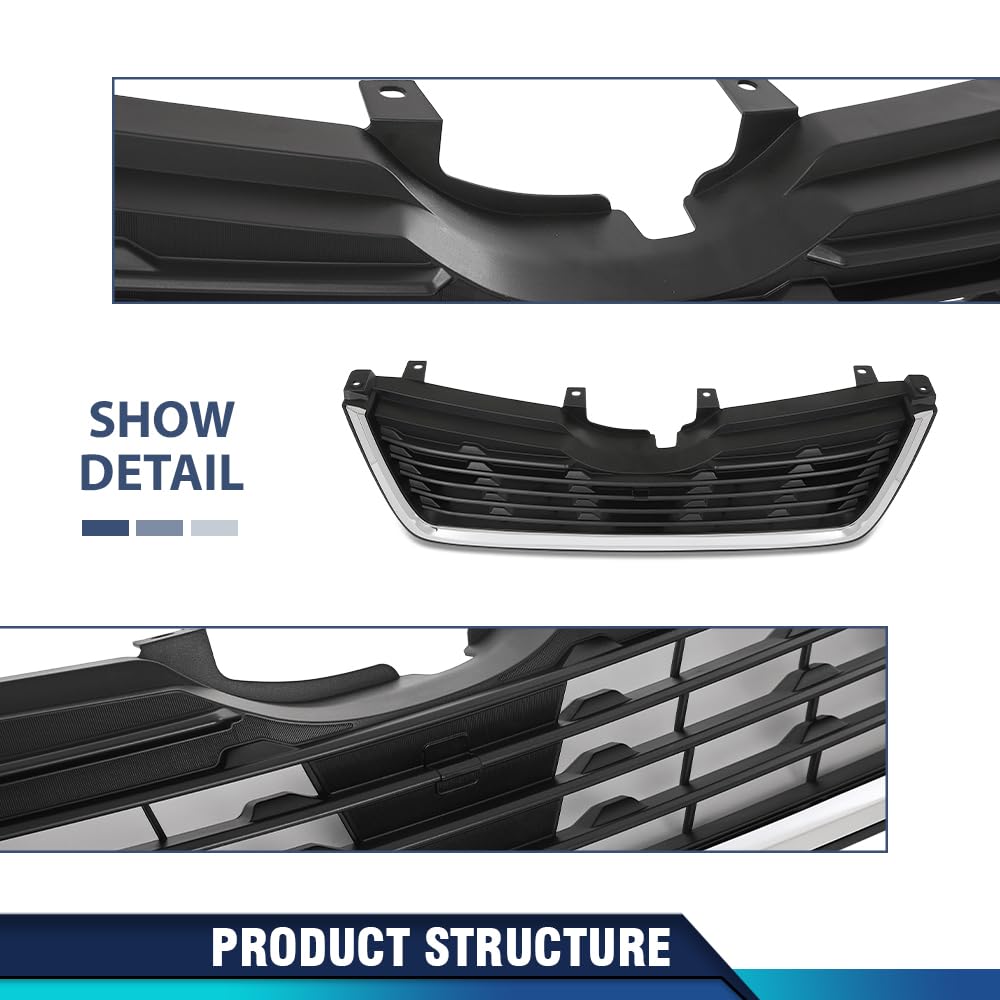 PIT66 Front Bumper Grille w/Chrome Trim Fit Subaru Forester 2019-2021