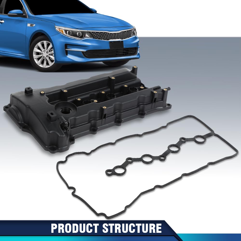 PIT66 Engine Valve Cover & Gasket Compatible with 2011-2015 Hyundai Sonata 2.4L, Compatible with 2010-2013 Hyundai Tucson 2.0L 22410-2G100