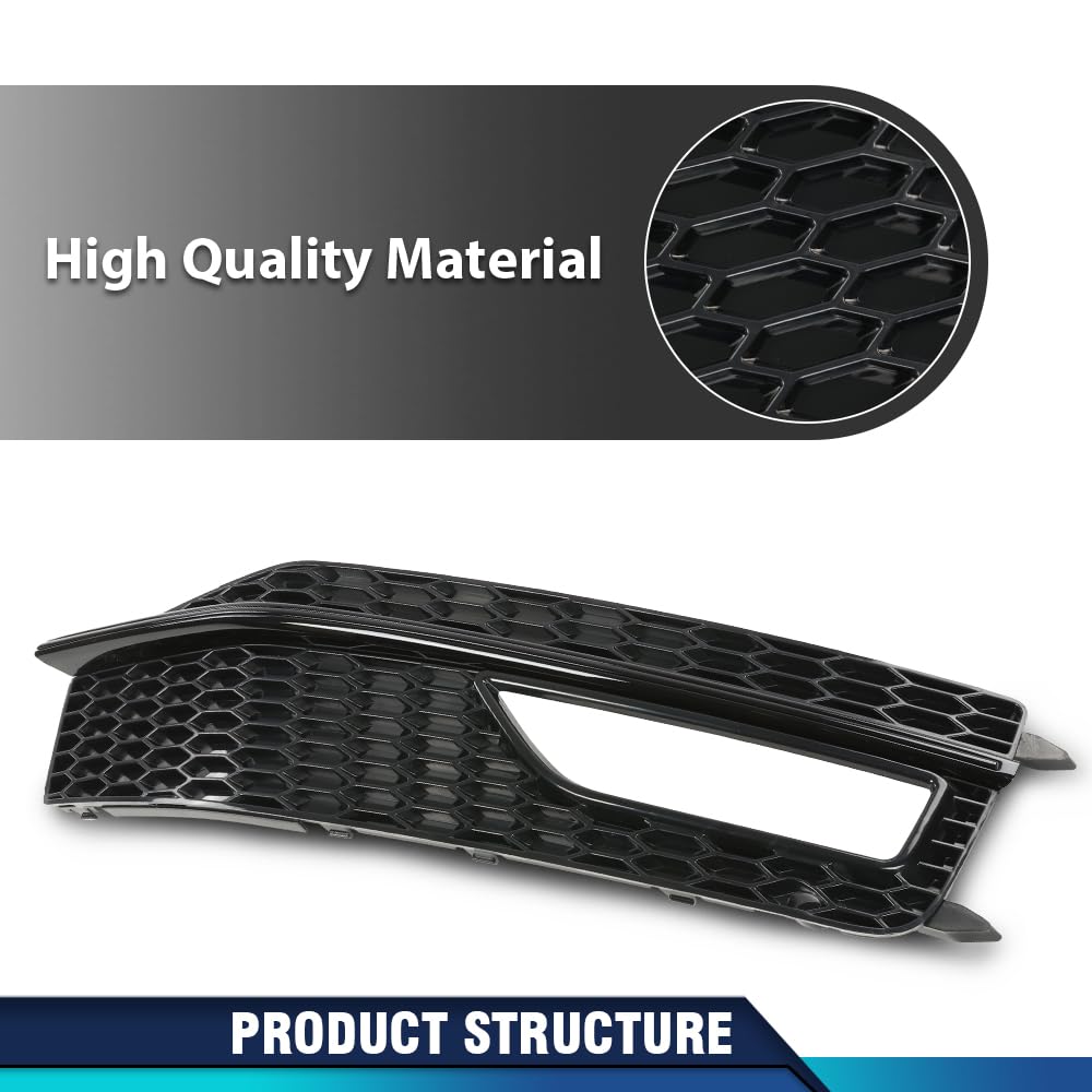 PIT66 Front Bumper Fog Light Lamp Cover Grille Driver and Passenger Side Compatible with Audi A4 S-line S4 2013-2015 8K0807681L 8K0807682M
