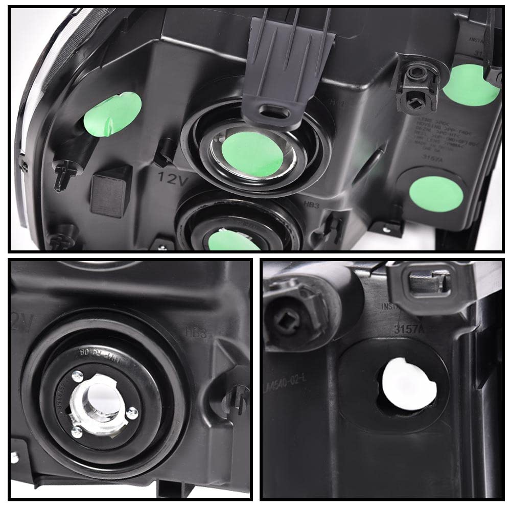 PIT66 Headlights Assembly Compatible with 2007-2013 GMC Sierra 1500, 07-14 2500HD 3500HD Driver & Passenger Side Halogen Headlamps Clear Lens Black Housing Amber Reflector faros delanteros