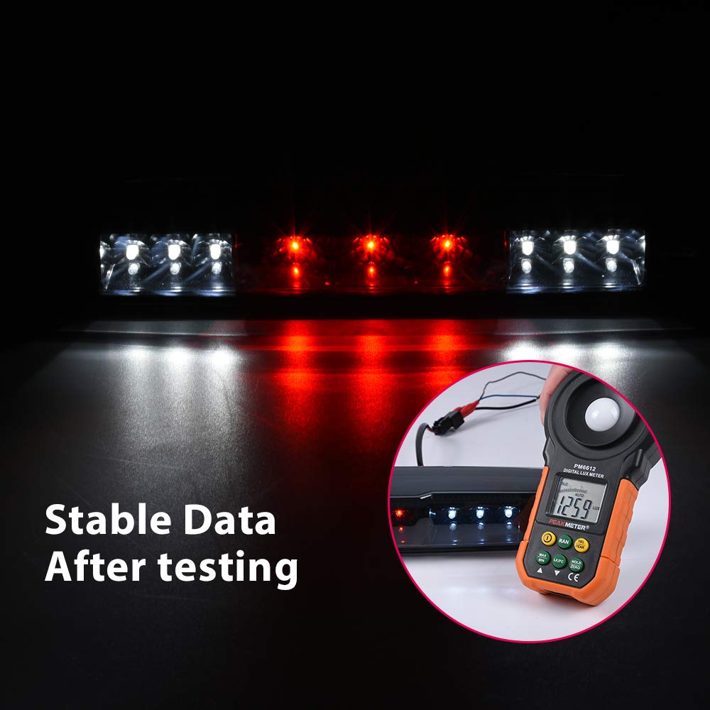 PIT66 LED 3rd Brake Light, Compatible with 07-13 Chevry Silverado/GMC Sierra 1500/2500 / 3500 High Center Mount Third Lamp Assembly Smoke Lens Black Housing