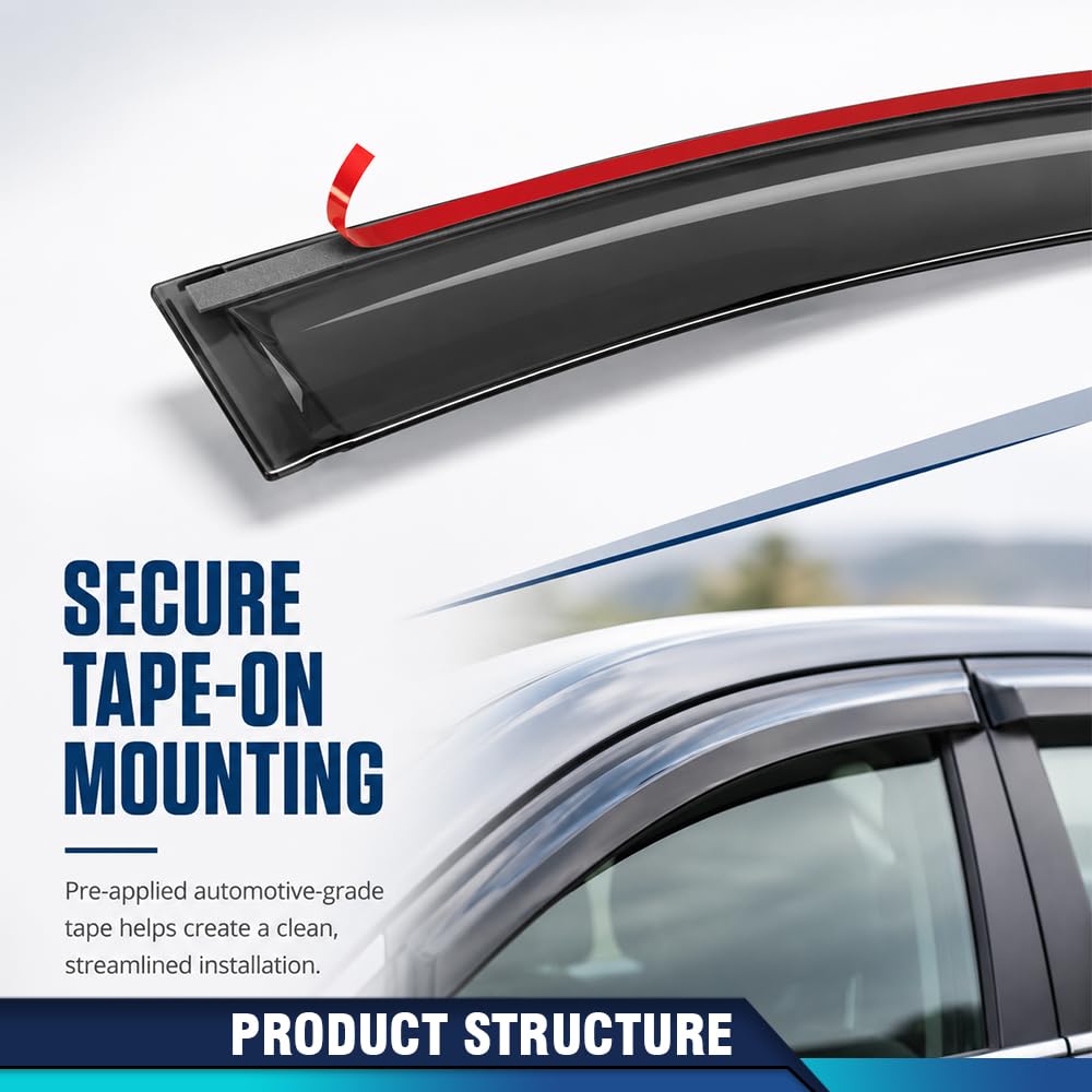 PIT66 Window Visors Rain Guards PMMA 4PCS Smoke