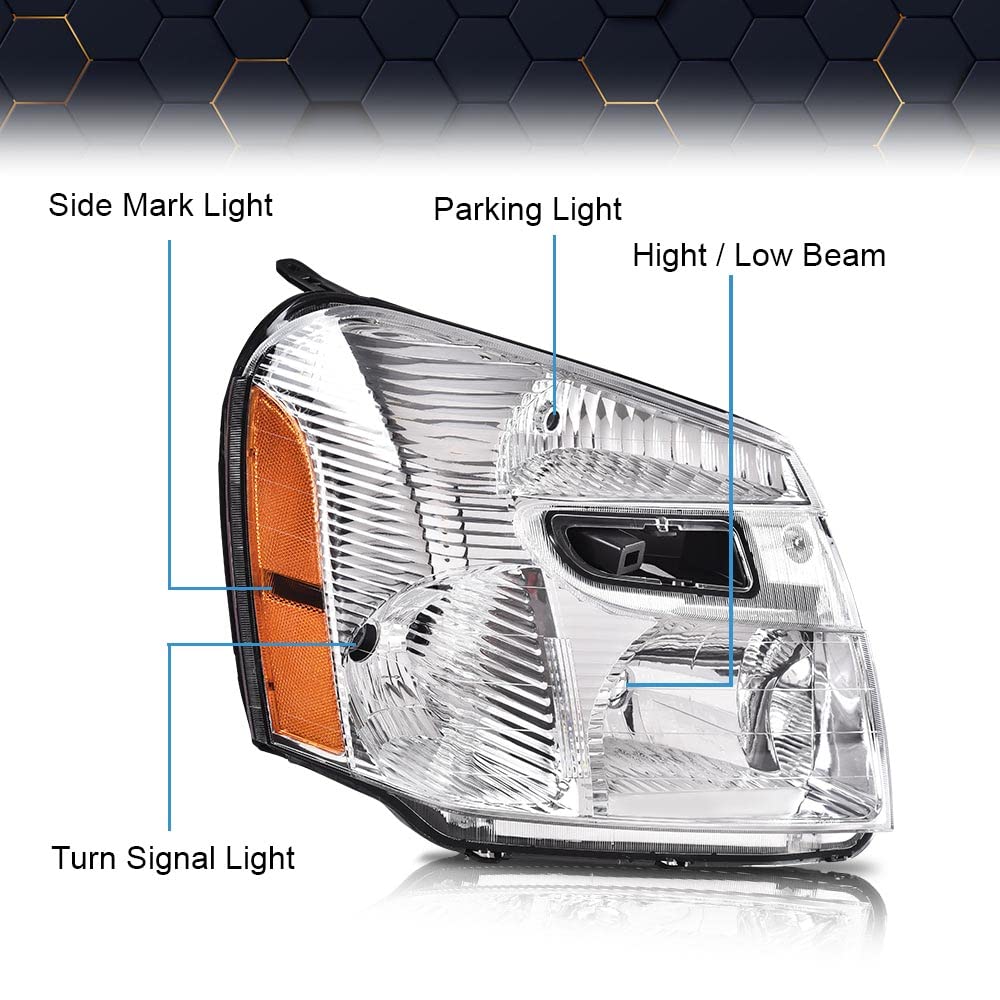PIT66 Headlight Assembly Compatible with 2005-2009 Chevy Equinox Driver & Passenger Side Headlamps Replacement GM2503254 GM2502254