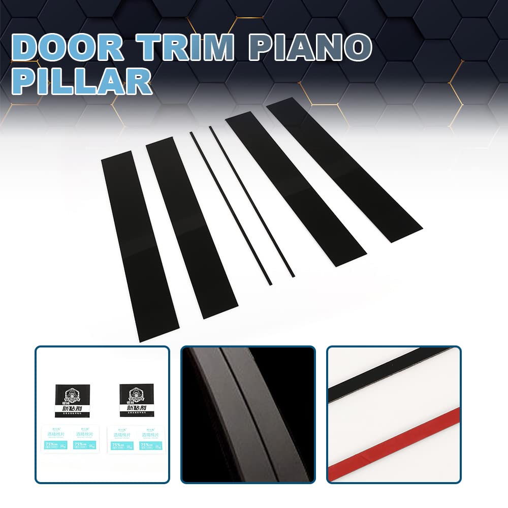 PIT66 6 PCS Door Trim Piano Cover Kit Pillar Posts Compatible with Honda Odyssey 2005 2006 2007 2008 2009 2010 Black