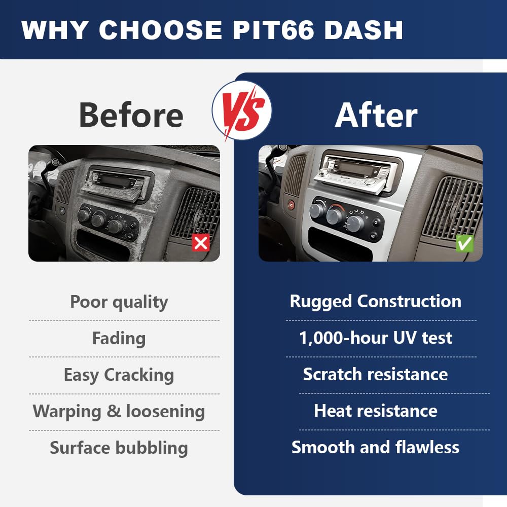 PIT66 Dash Climate Radio Trim Bezel Fit Dodge Ram 2002-2005 Silver Beige