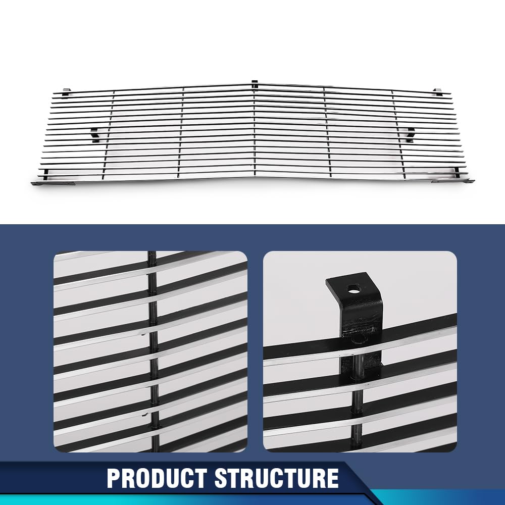 PIT66 Front Billet Grille Compatible with Chevy Blazer Suburban/GMC Jimmy Suburban 1981-1988, Fit Chevy GMC C/K Pickup 1981-1987, Only Fit for Phantom Style With Stacked Lights Models