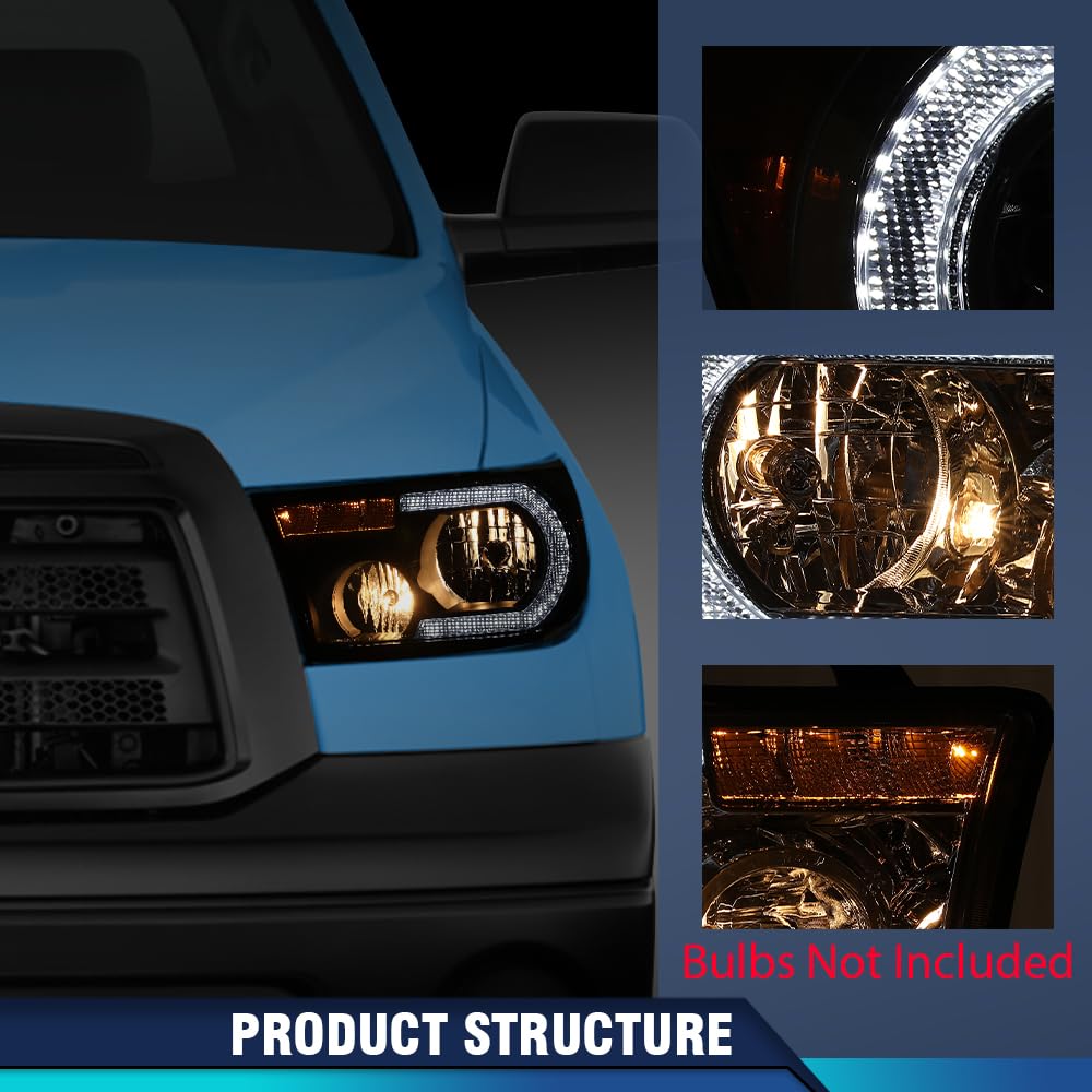 PIT66 LED Headlights Assembly Fit 2007-2013 Toyota Tundra, 08-17 Sequoia