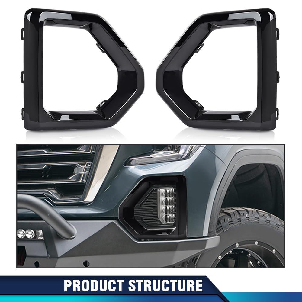 PIT66 Glossy Black Front Fog Light Outer Bezel Cover Set